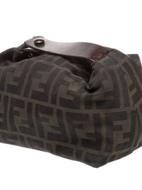 Fendi Black and Brown Zucca FF Evening Bag Vintage